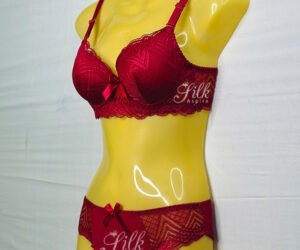 Full Coverage Red Lace Bra with Bow Detail and Adjustable Straps