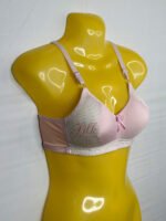 Padded Bra with Striped Design and Bow Accent