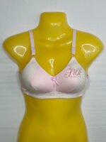 Padded Bra with Striped Design and Bow Accent