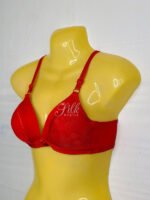 Soft Padded Bra with Floral Embroidery and Bow Accent