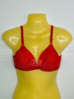 Soft Padded Bra with Floral Embroidery and Bow Accent