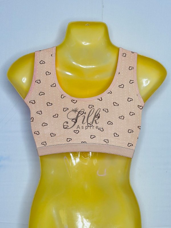 Blouse Heart Pattern Bra with Scoop Neck