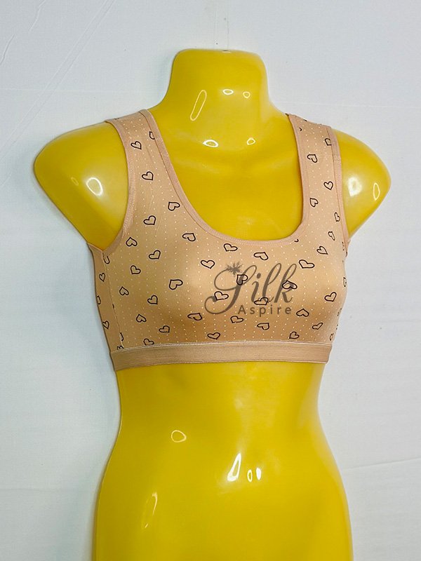 Blouse Heart Pattern Bra with Scoop Neck