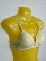 Soft Padded Bra with Floral Embroidery and Bow Accent