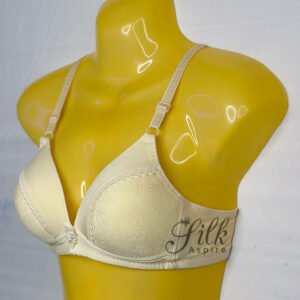 Soft Padded Bra with Floral Embroidery and Bow Accent