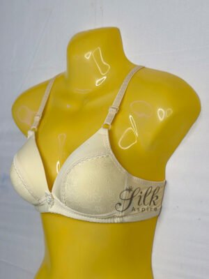 Soft Padded Bra with Floral Embroidery and Bow Accent