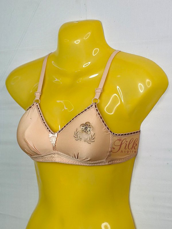 Embroidered Soft Cup Bra with Adjustable Straps