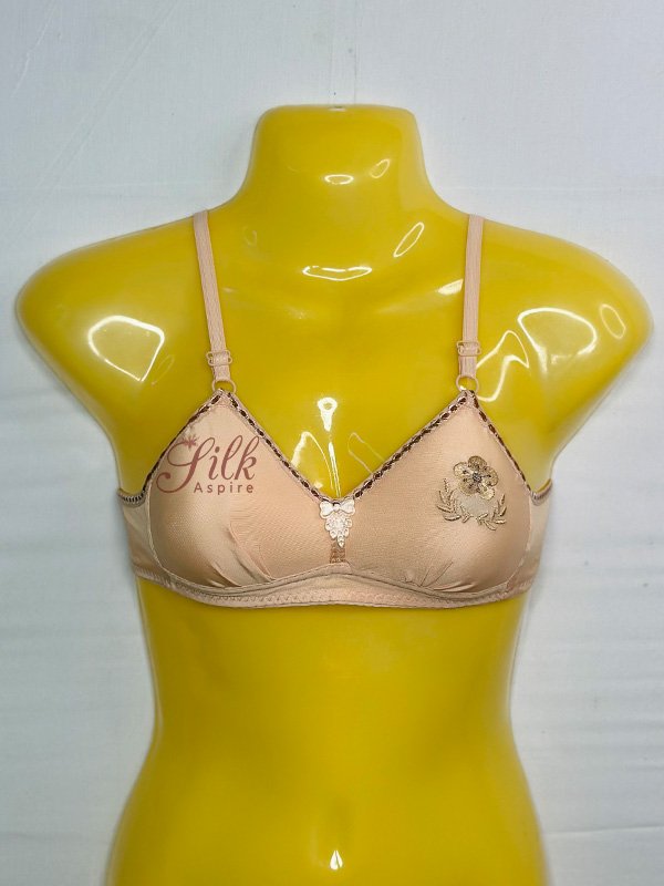 Embroidered Soft Cup Bra with Adjustable Straps