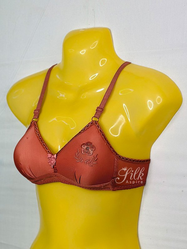 Embroidered Soft Cup Bra with Adjustable Straps