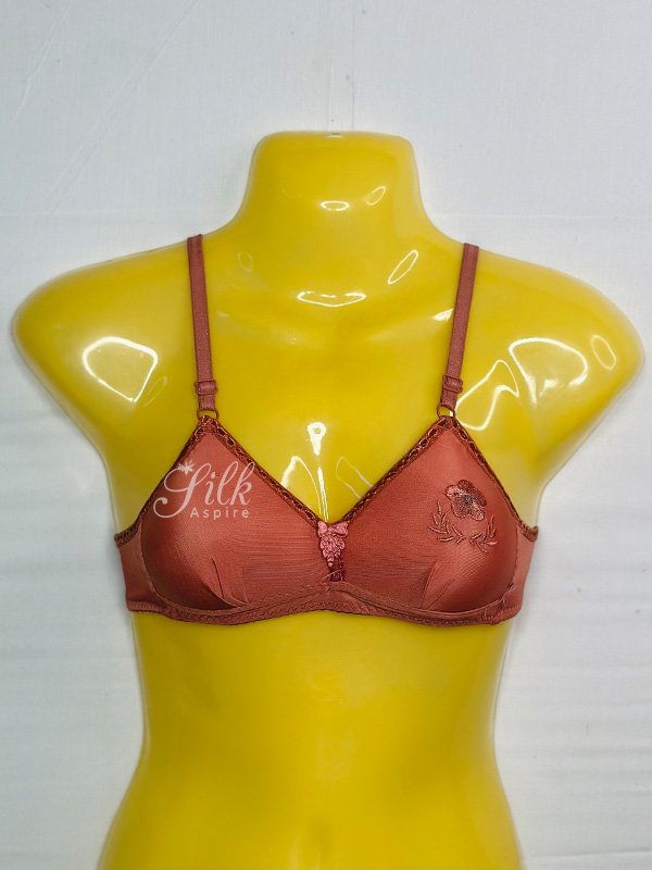 Embroidered Soft Cup Bra with Adjustable Straps