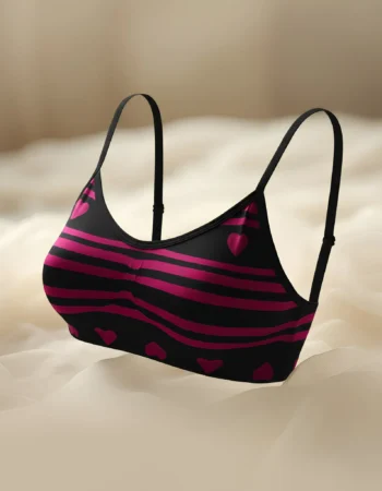 Heart Print Bralette with Spaghetti Straps