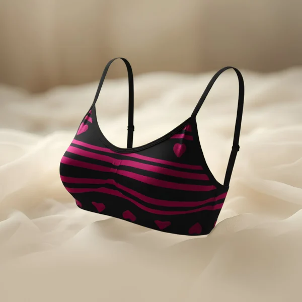 Heart Print Bralette with Spaghetti Straps