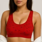 Blouse Heart Pattern Bra with Scoop Neck