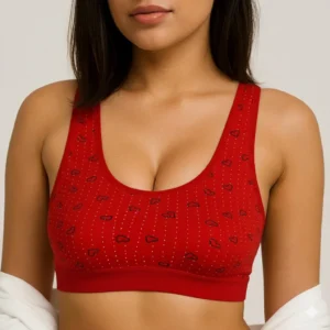 Blouse Heart Pattern Bra with Scoop Neck