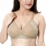 Padded Bra with Striped Design and Bow Accent