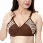 Padded Bra with Striped Design and Bow Accent