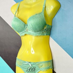 Size Booster | Double Padded | Bridal Set Bra and Panty Color Aqua Green
