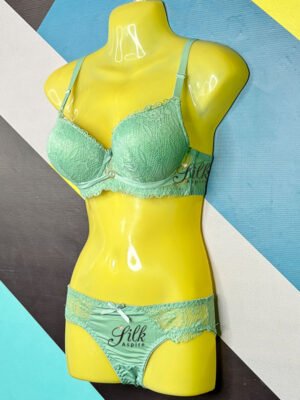 Size Booster | Double Padded | Bridal Set Bra and Panty Color Aqua Green