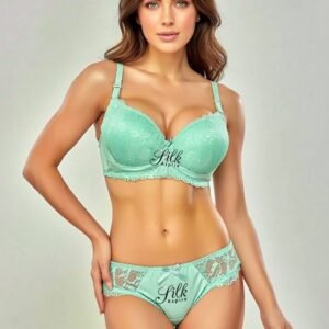 Size Booster | Double Padded | Bridal Set Bra and Panty Color Aqua Green