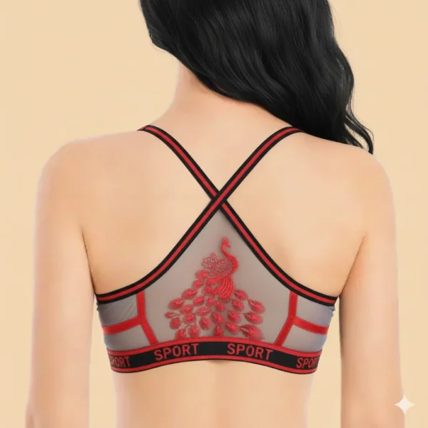 Embroidered Back Women's Sports Bra. | Padded Bra