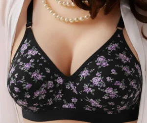 Midnight Violet Floral Comfort Bra – Soft Wire-Free Support for Everyday Wear
