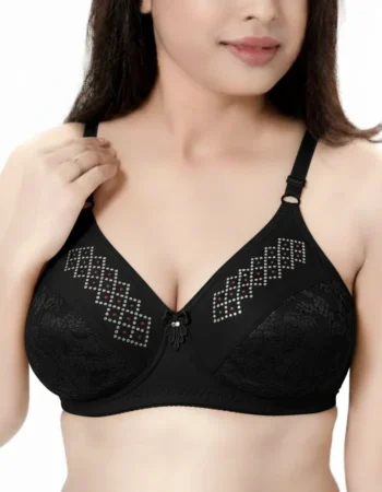 Rhinestone Lace & Mesh Bra – Nude and Black Design Combo