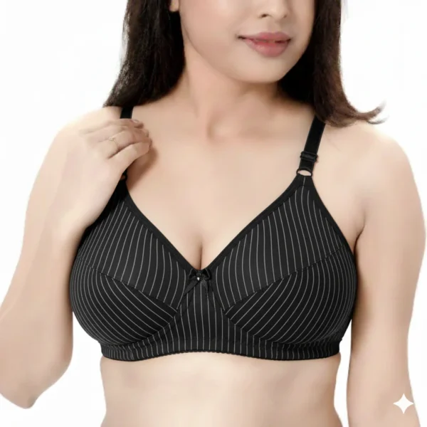 Striped Soft-Cup Comfort Bra – Multi-Color Everyday Support Collection