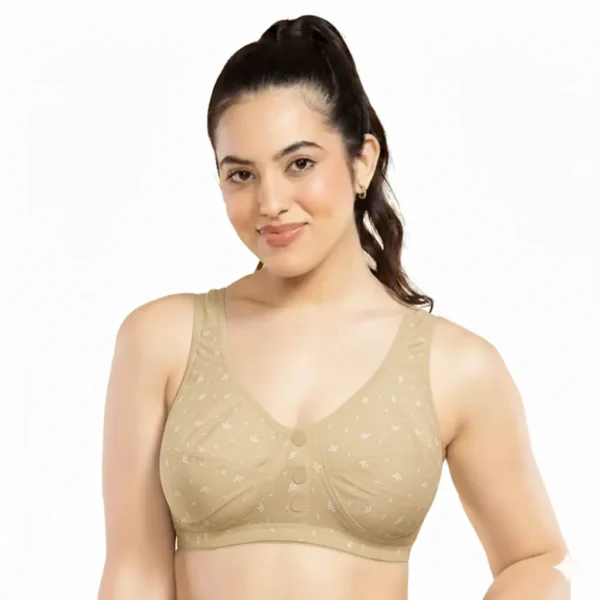 Button-Front Soft Cotton Comfort Bra – Multi-Color & Print Collection