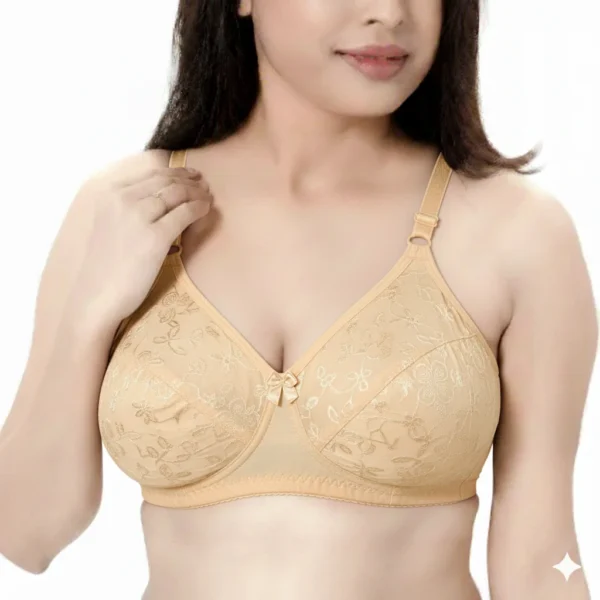 Everyday Elegance Women’s Full Coverage Non-Padded Bra – Soft Support with Floral Lace Finish