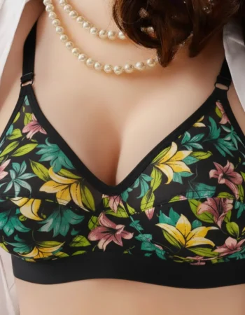 Tropical Bloom Printed Comfort Bra – Lightweight Support with Adjustable Fit