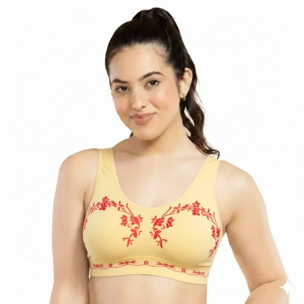 Women’s Seamless Floral Print Sports Bra – Wire-Free Comfort Bralette for Daily Wear & Light Workouts