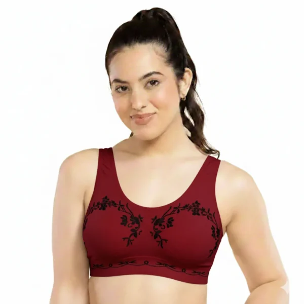 Women’s Seamless Floral Print Sports Bra – Wire-Free Comfort Bralette for Daily Wear & Light Workouts