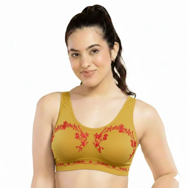 Women’s Seamless Floral Print Sports Bra – Wire-Free Comfort Bralette for Daily Wear & Light Workouts