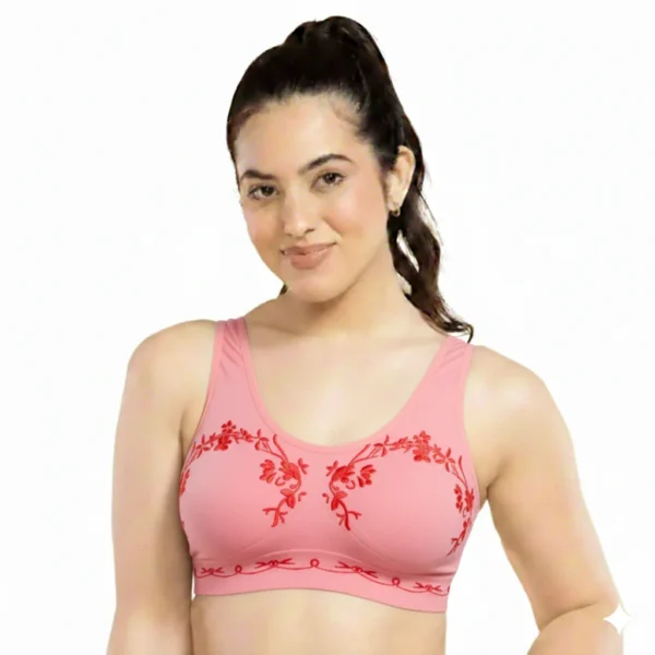 Women’s Seamless Floral Print Sports Bra – Wire-Free Comfort Bralette for Daily Wear & Light Workouts