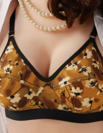 Autumn Bloom Floral Comfort Bra – Soft Support with Adjustable Straps