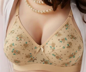 Golden Petal Floral Comfort Bra – Soft Support with Adjustable Fit