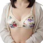 Vintage-Style Floral Print Non-Wired Bra – Romantic Lace Trim & Adjustable Straps